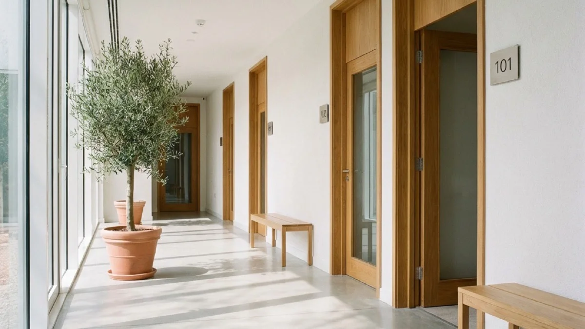 Сончева светлина, тишина, нумерирани врати — премиум грижата почнува во ходникот
