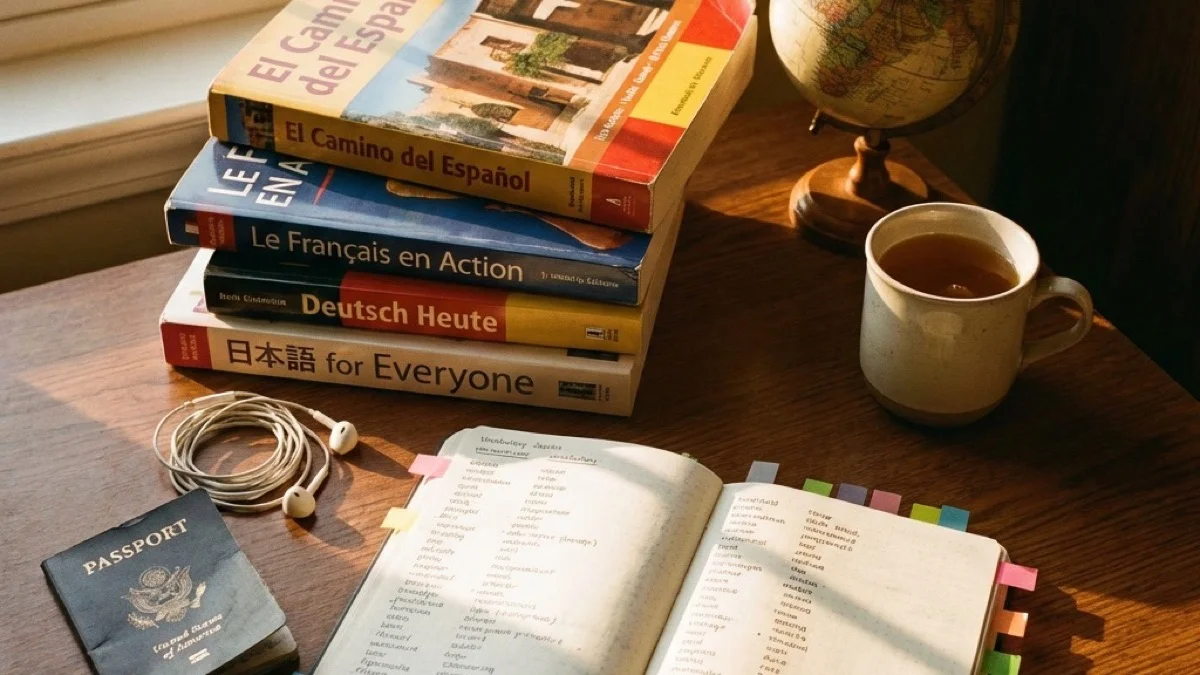Учебници, пасош, глобус — допирање на светот преку јазикот