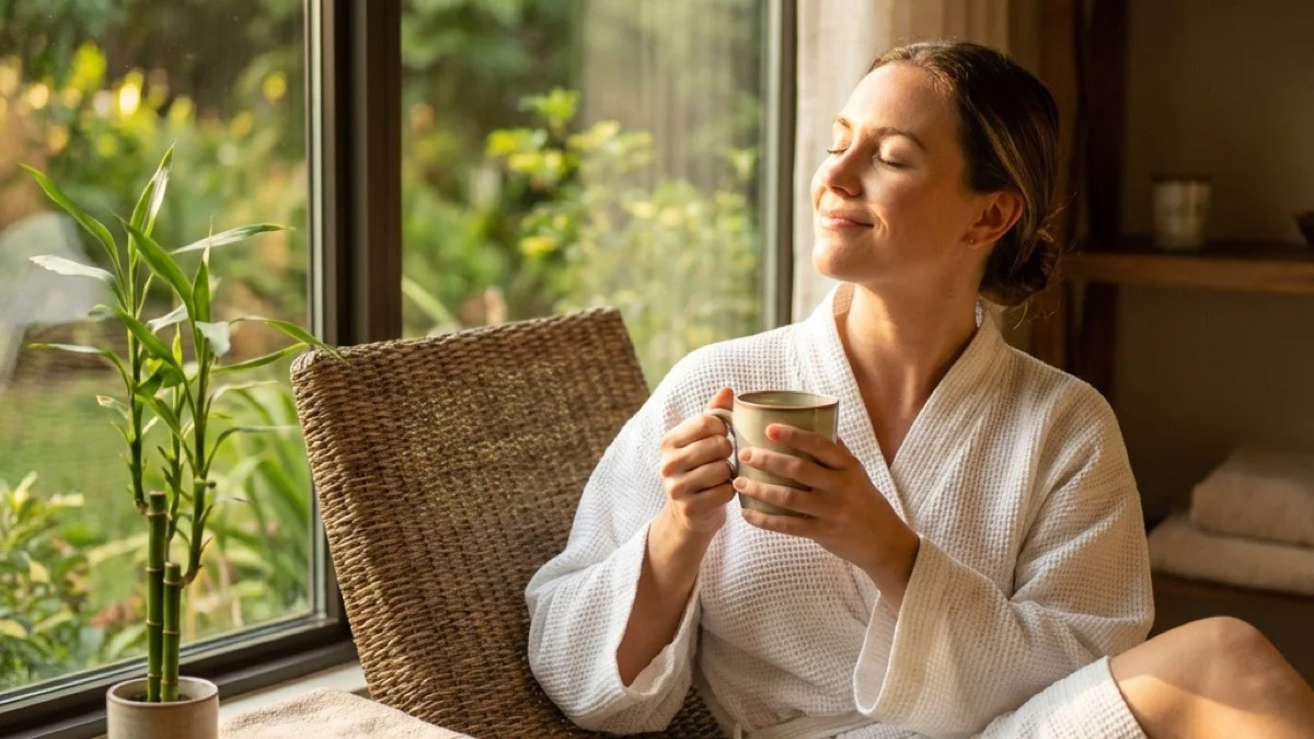 Бел бањарок, чај од билки, попладневна светлина — сјајот по совршен спа ден