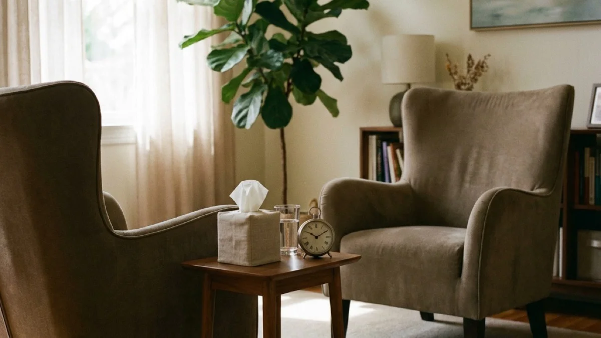 Две столици, марамици, чаша вода — собата е спремна, разговорот уште не почнал